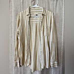 Universal Thread Women's Tan and White Striped Button Up Shirt